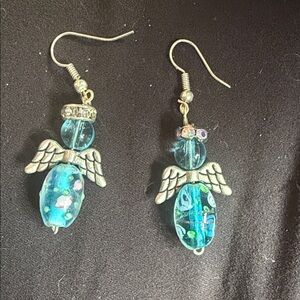Elegant Blue Angel Wing Earrings